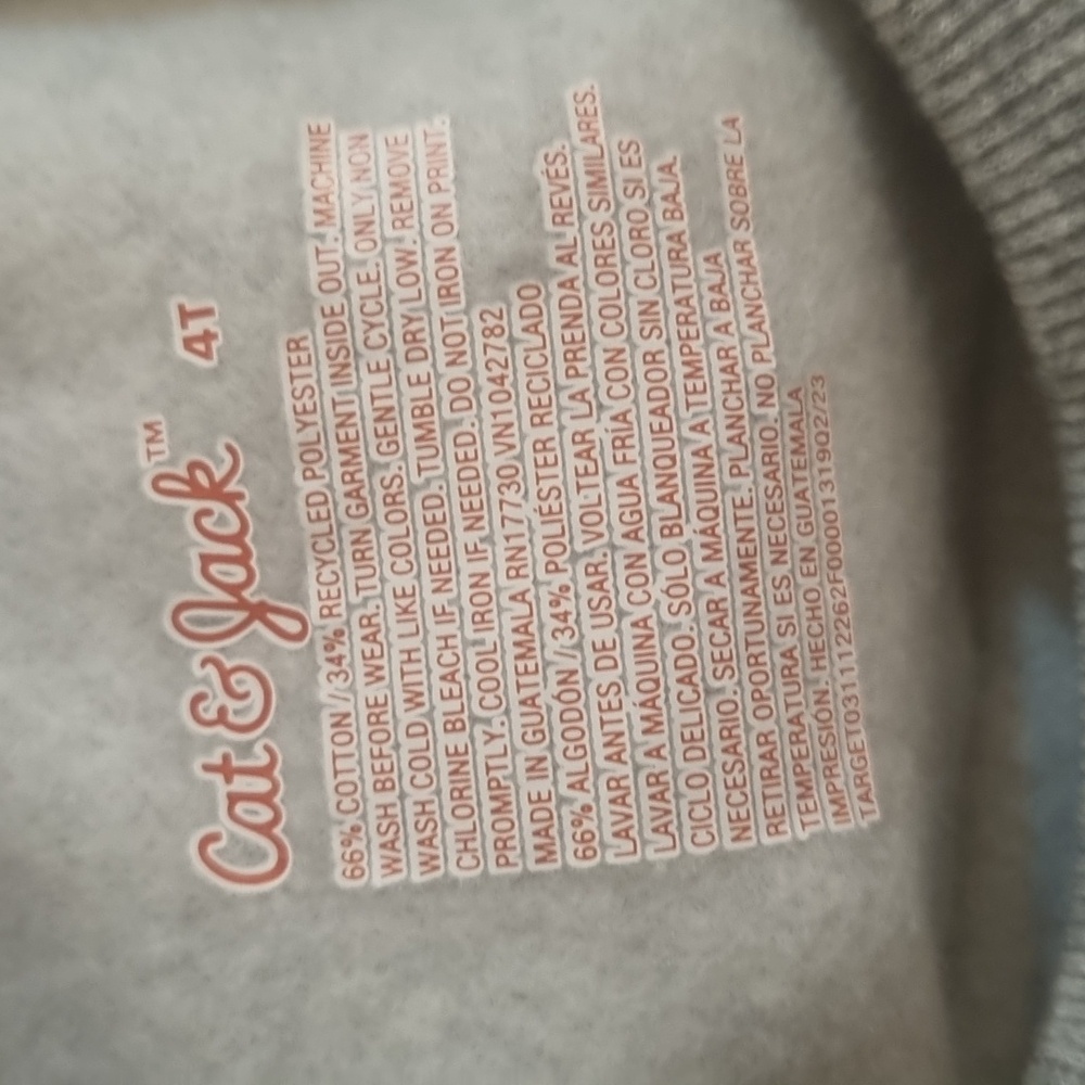 CAT & JACK Little Kids Crew Neck Sweatshirt Gray Size 4T - Picture 8 of 8